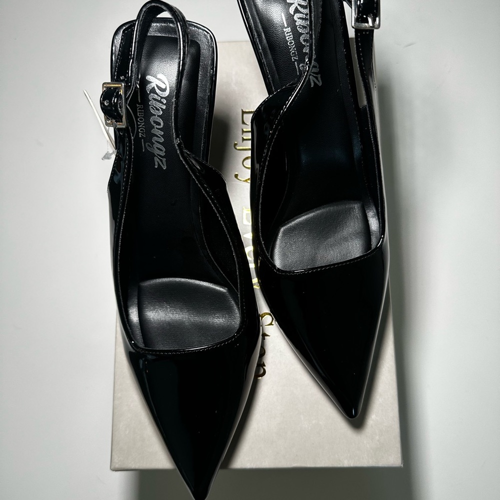 RIBONGZ Slingback Pointed Toe Pumps • Elegant Wedding/Party Heels • 7.5 NWT - Picture 2 of 10